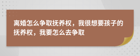 离婚怎么争取抚养权，我很想要孩子的抚养权，我要怎么去争取