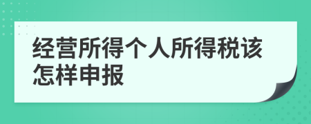 经营所得个人所得税该怎样申报