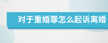 对于重婚罪怎么起诉离婚