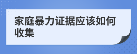 家庭暴力证据应该如何收集