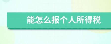 能怎么报个人所得税