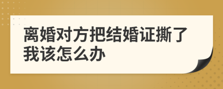 离婚对方把结婚证撕了我该怎么办