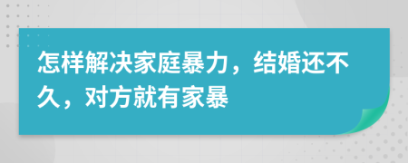 怎样解决家庭暴力，结婚还不久，对方就有家暴