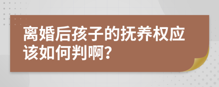 离婚后孩子的抚养权应该如何判啊？