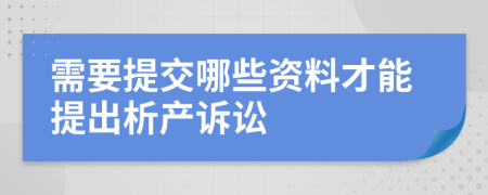 需要提交哪些资料才能提出析产诉讼