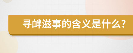 寻衅滋事的含义是什么?