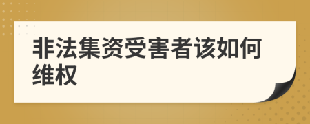 非法集资受害者该如何维权