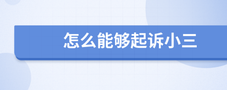 怎么能够起诉小三