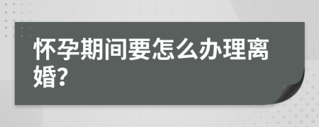 怀孕期间要怎么办理离婚？