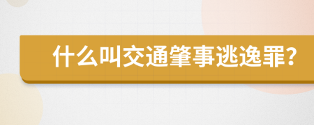 什么叫交通肇事逃逸罪？