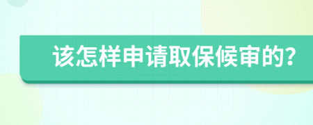 该怎样申请取保候审的？