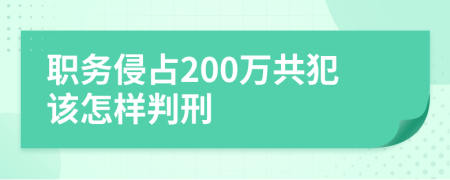 职务侵占200万共犯该怎样判刑