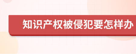 知识产权被侵犯要怎样办