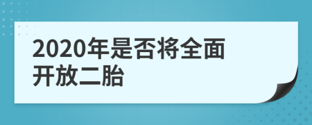 2020年是否将全面开放二胎