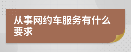 从事网约车服务有什么要求