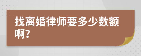 找离婚律师要多少数额啊？