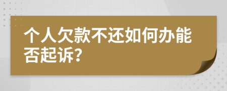 个人欠款不还如何办能否起诉？