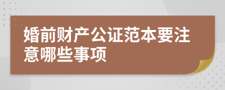 婚前财产公证范本要注意哪些事项