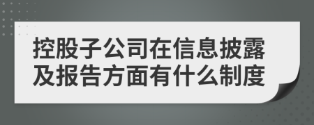 控股子公司在信息披露及报告方面有什么制度