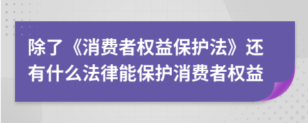 除了《消费者权益保护法》还有什么法律能保护消费者权益