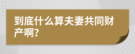 到底什么算夫妻共同财产啊？