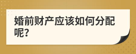婚前财产应该如何分配呢？
