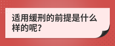 适用缓刑的前提是什么样的呢？