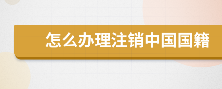 怎么办理注销中国国籍