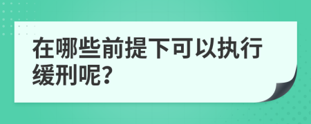 在哪些前提下可以执行缓刑呢？