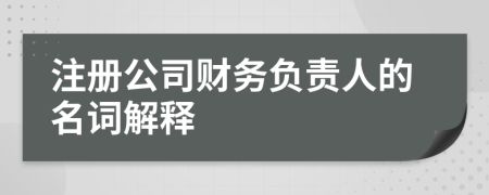 注册公司财务负责人的名词解释