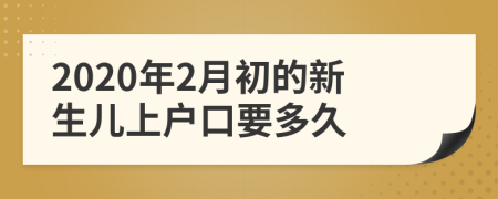 2020年2月初的新生儿上户口要多久