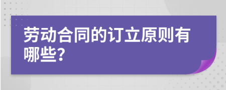 劳动合同的订立原则有哪些？