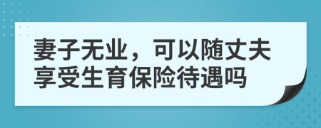 妻子无业，可以随丈夫享受生育保险待遇吗