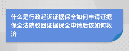 什么是行政起诉证据保全如何申请证据保全法院驳回证据保全申请后该如何救济