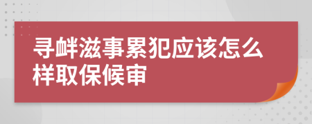 寻衅滋事累犯应该怎么样取保候审