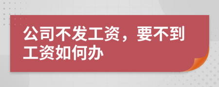 公司不发工资，要不到工资如何办