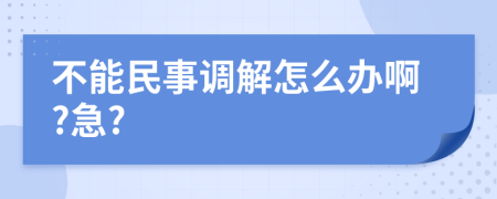 不能民事调解怎么办啊?急?