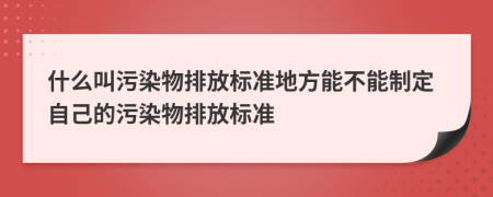 什么叫污染物排放标准地方能不能制定自己的污染物排放标准