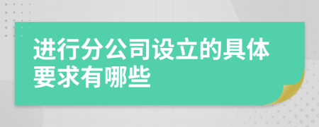 进行分公司设立的具体要求有哪些