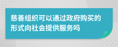 慈善组织可以通过政府购买的形式向社会提供服务吗