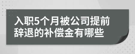 入职5个月被公司提前辞退的补偿金有哪些