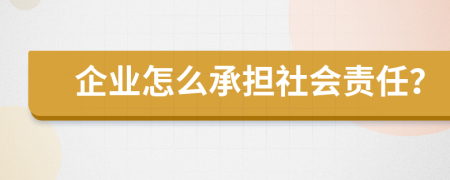 企业怎么承担社会责任？