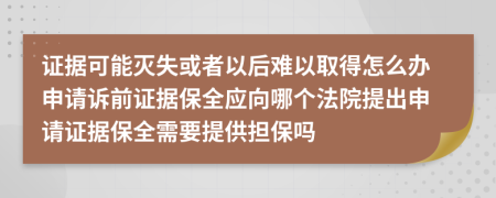 证据可能灭失或者以后难以取得怎么办申请诉前证据保全应向哪个法院提出申请证据保全需要提供担保吗