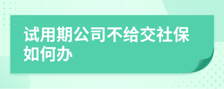 试用期公司不给交社保如何办