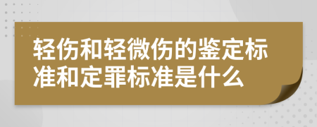 轻伤和轻微伤的鉴定标准和定罪标准是什么