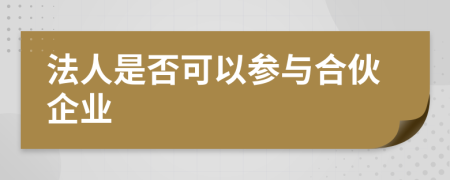 法人是否可以参与合伙企业