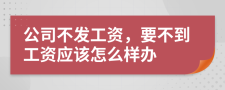 公司不发工资，要不到工资应该怎么样办