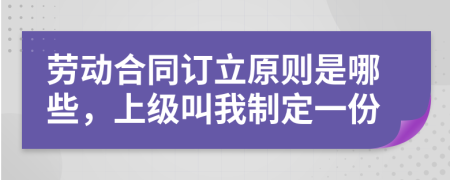 劳动合同订立原则是哪些，上级叫我制定一份