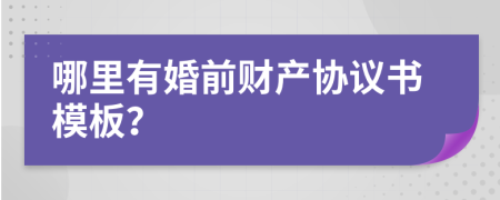 哪里有婚前财产协议书模板？