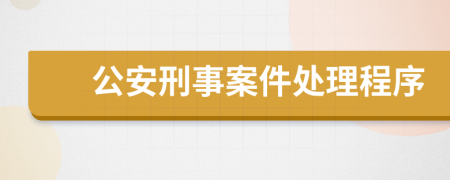 公安刑事案件处理程序